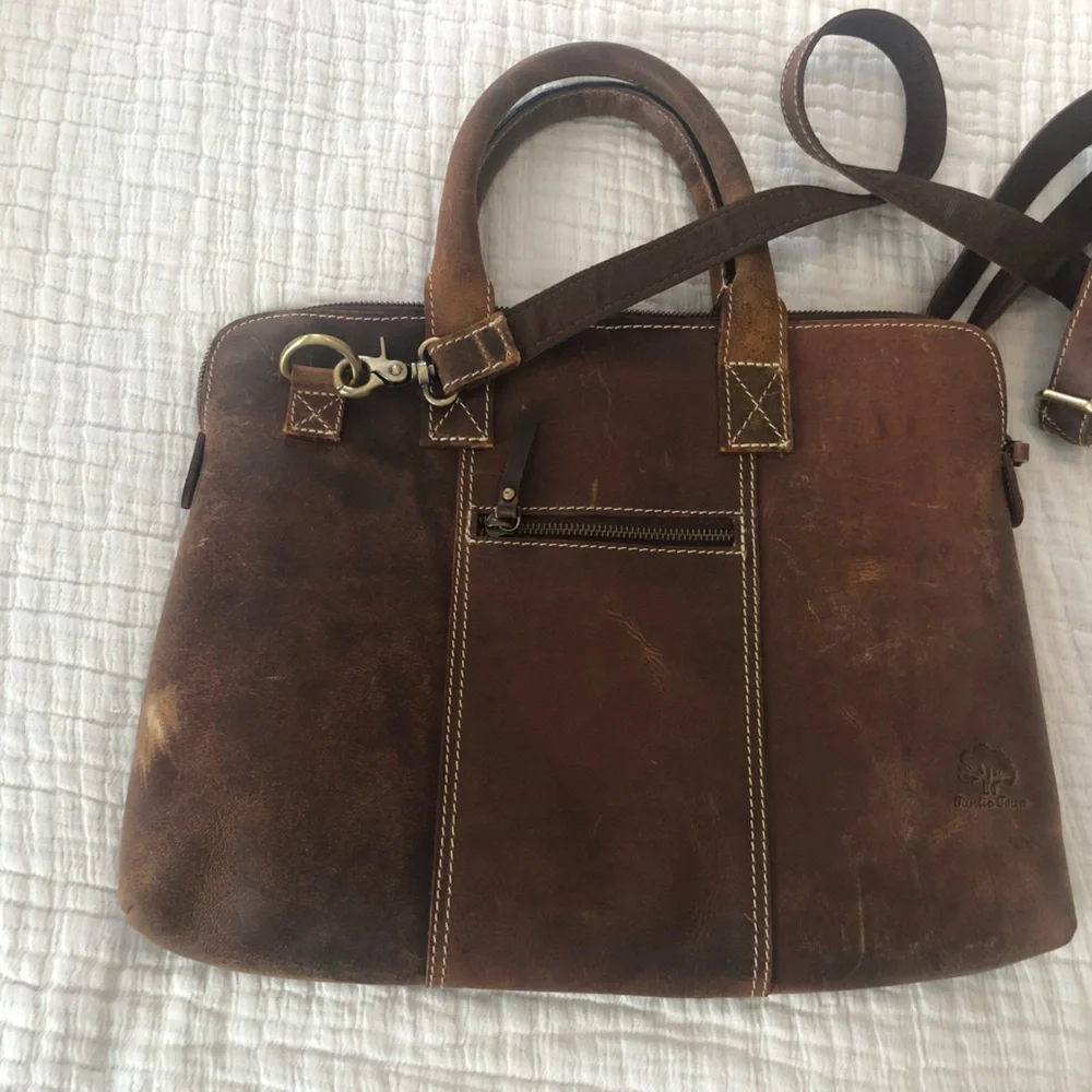 Rustic Town Brown Leather Bag EUC 1998